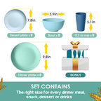 Teivio 32-Piece With Flatware Kitchen Plastic Wheat Straw Dinnerware Set, Service For 8, Dinner Plates, Dessert Plate, Cereal Bo