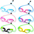 Umigy 6 Pack Kids Swim Goggles No Leaking Anti Fog Racing Toddler Summer with Adjust Bungee Strap Ages 3-12 (Bright Color)