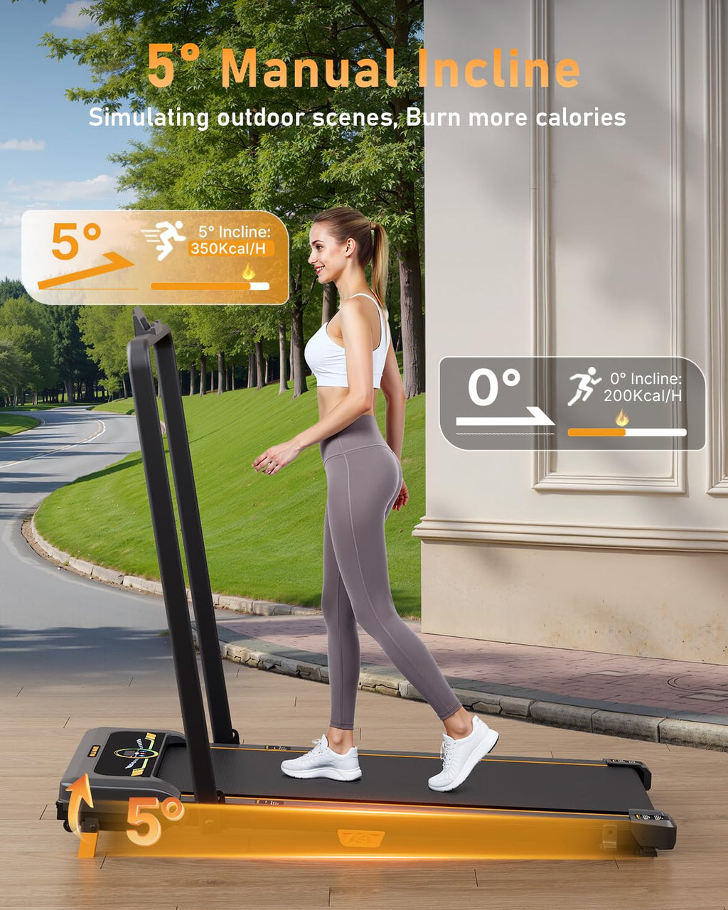 Walking Pad Treadmill, Walkwake 8% Incline Walking Pads, Compact Under Desk Treadmill For Home, 330Lb Capacity 2.5Hp Running Mac