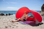 Picnic Time Ncaa Cornell Big Red Manta Portable Beach Tent - Pop Up Tent - Beach Sun Shelter Pop Up