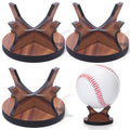 Sumind 3 Pcs Walnut Small Ball Stand Holder Sport Ball Display Rack Baseball Display Stand with 3 Pieces Non-slip Rubber Pads fo