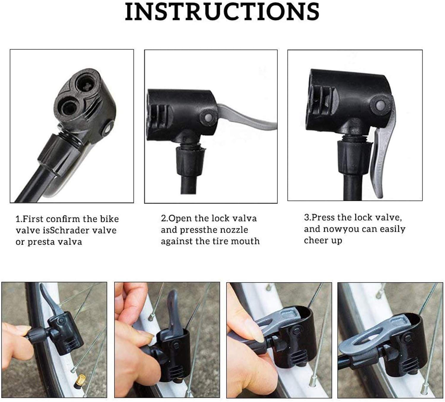 Vimilolo Bike Pump, Air Bicycle Pump Inflator For Presta And Schrader Valve Tire Ball Bike Portable Pumps 160Psi & 11Bar