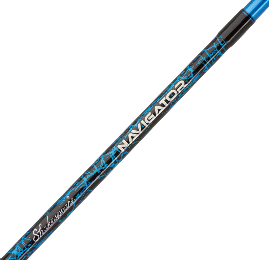 Shakespeare 1423944 Navigator Spincast Combo, 6' Length, 2Piece, 6-12 Line Rate, Medium Power, Ambidextrous, Blue & Red