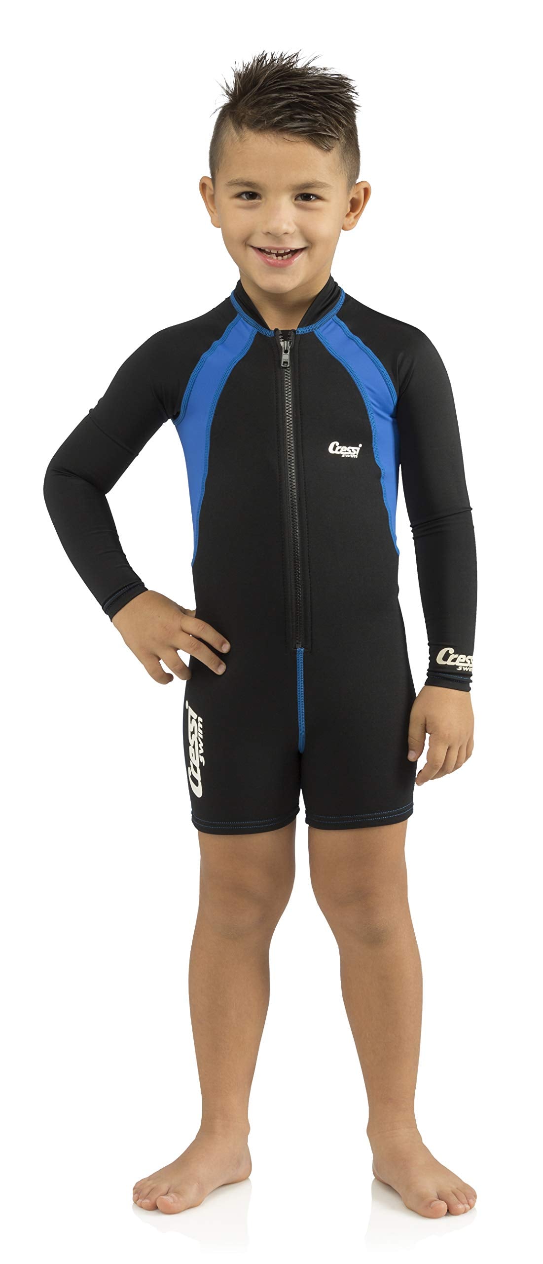 Cressi Girls Long Sleeves Swimwears, Black/Blue, Small Us
