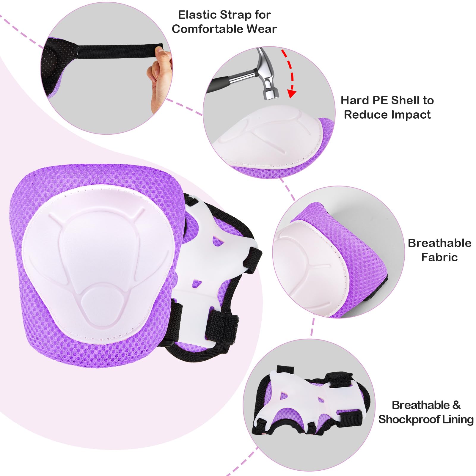 Toddler Bike Helmet Kids Helmet Knee Pads and Elbow Pads Set Adjustable Protective Gear Set with DIY Stickers for Girls Age 3-5-