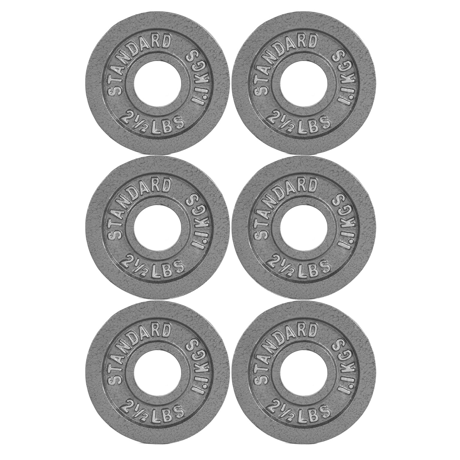 CAP Barbell Olympic 2-Inch Weight Plate, Gray, 2.5 LBS - 6 Plate Set