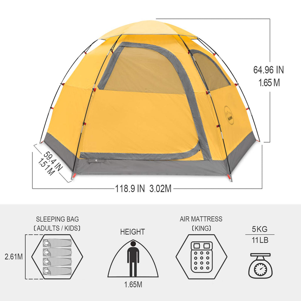 Kazoo Outdoor Camping Tent 2/4 Person Waterproof Camping Tents Easy Setup Two/Four Man Tent Sun Shade 2/3/4 People