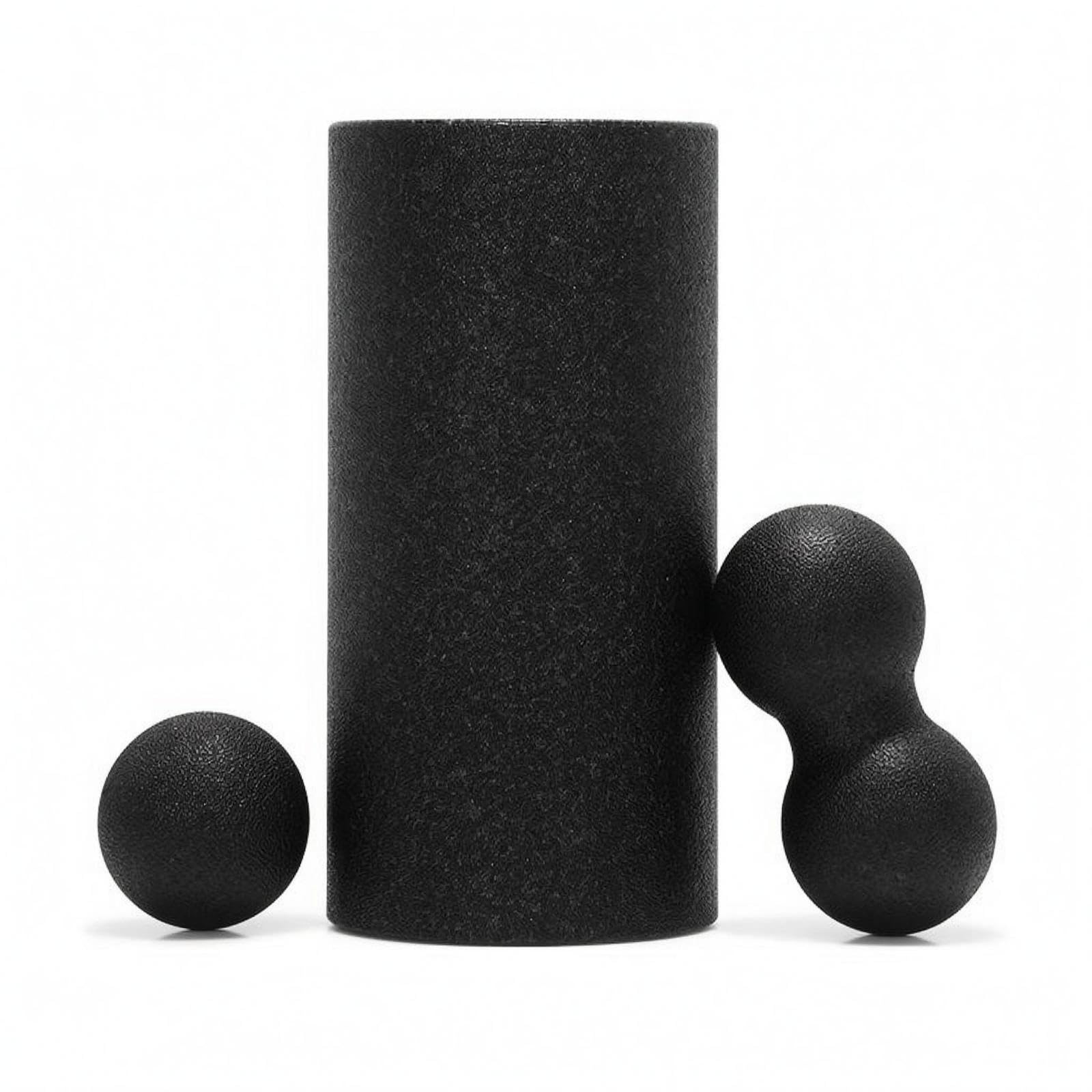 TRENDYNEST Expanded Polypropylene Soft Roller Cylindrical Hollow Soft Roller Speckled Workout Tool 30CM Blk 3piece Set