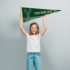 Rico Industries Nba Basketball Milwaukee Bucks Personalized - Custom 12'' X 30'' Soft Felt Pennant - Ez To Hang