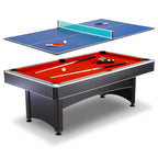 Hathaway Maverick 7-Foot Pool And Table Tennis Multi Game With Red Felt And Blue Table Tennis Surface Includes Cues, Paddles And