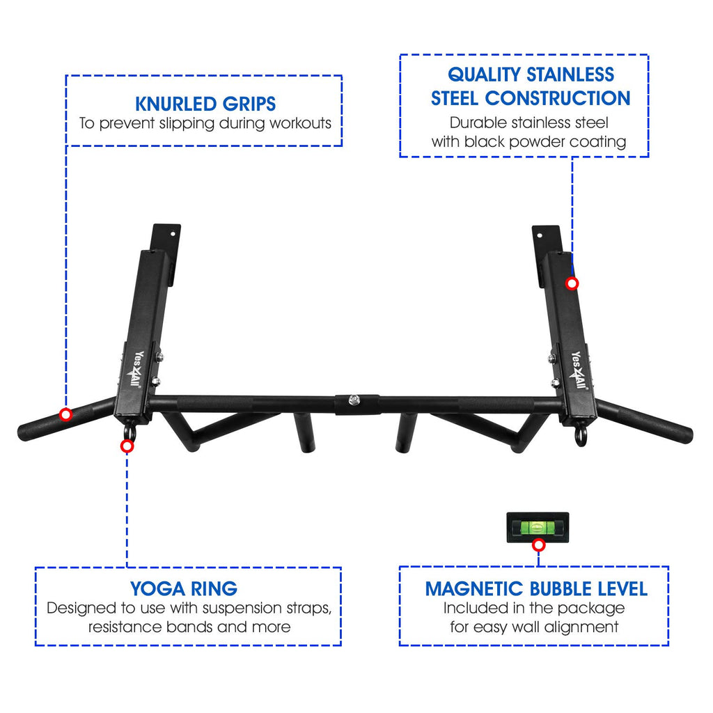 Yes4All Joist Mounted Pull Up Bar - Multi Grips Pull Up Bar/Chin Up Bar