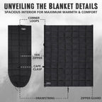 3M Thinsulate Insulation Puffy Camping Blanket For Cold Weather, Queen Size Warm Camping Quilt With Zipper, Waterproof Outdoor S