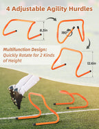 GHB Agility Ladder,Football Training Equipment Set,4 Agility Hurdles, 20 feet 12 Rungs Speed Ladder,12 Disc Cones,Resistance Par