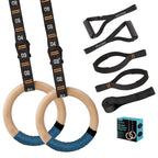 Vulken Wooden Gymnastic Rings With Adjustable Numbered Straps. 1.25'' Olympic Rings For Core Workout, Crossfit, Bodyweight Train