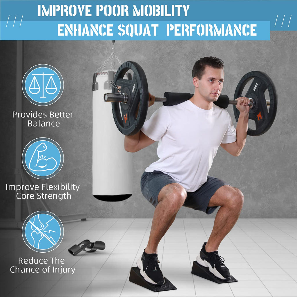 Folaps Squat Wedge Block For Heel Elevated Squat Weightlifting 2Pcs Non-Slip Slant Board For Squats Large Squat Blocks Calf Stre
