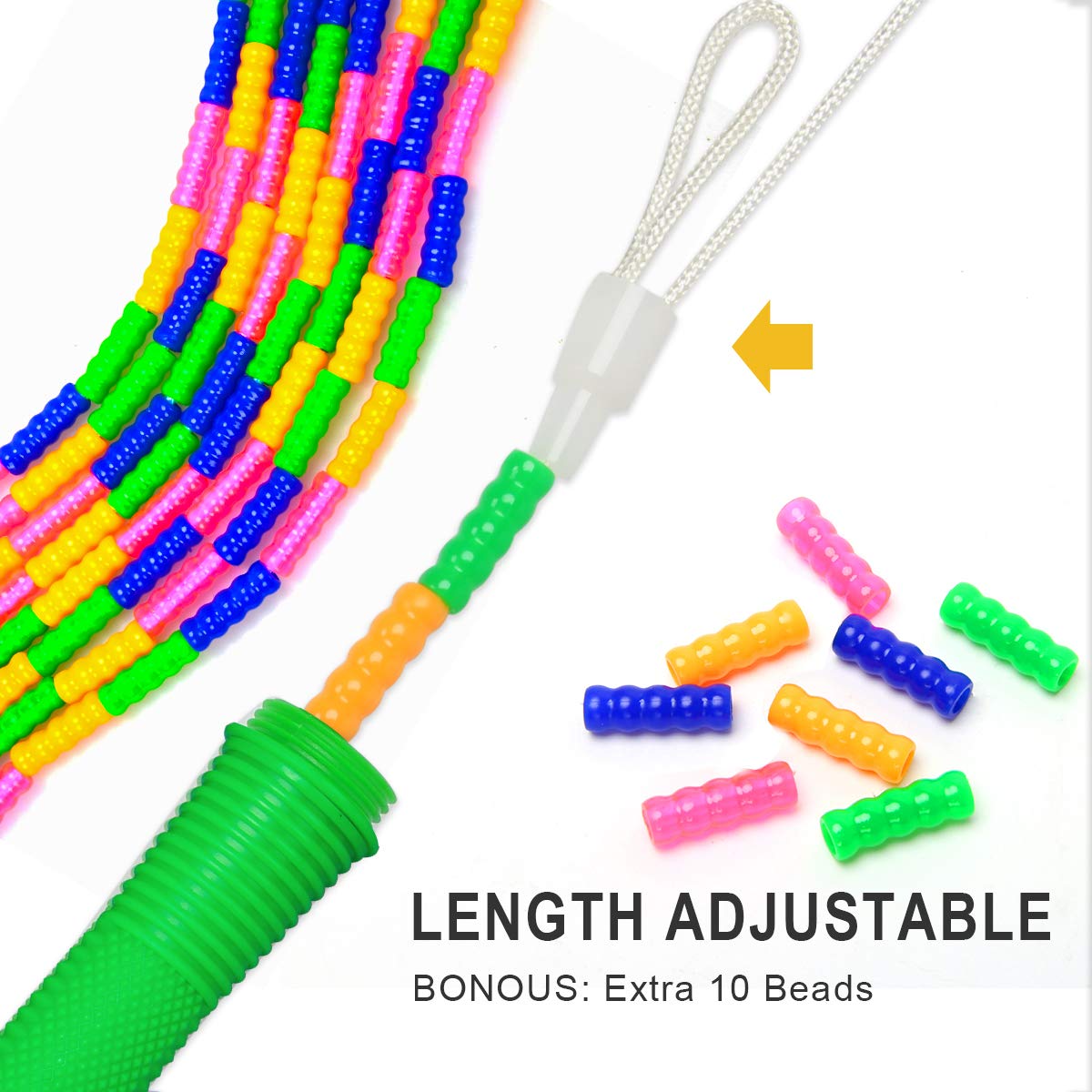 Coolrunner 16 Ft Long Jump Rope(2 Pack), Double Dutch Jump Ropes, Soft Beaded Skipping Rope For Kids Adults, Plastic Segmented L