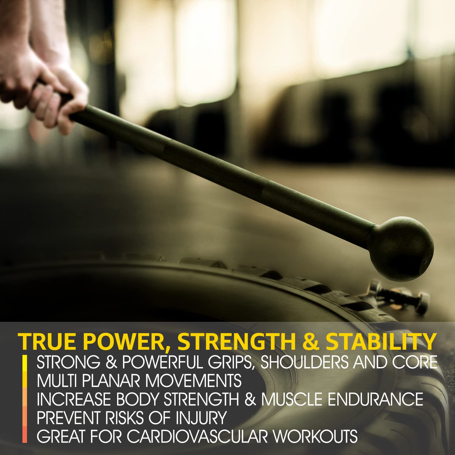 Yes4All Steel Mace Bell For Strength Training, Shoulder, Grips & Forearms Workouts - 5 Pounds