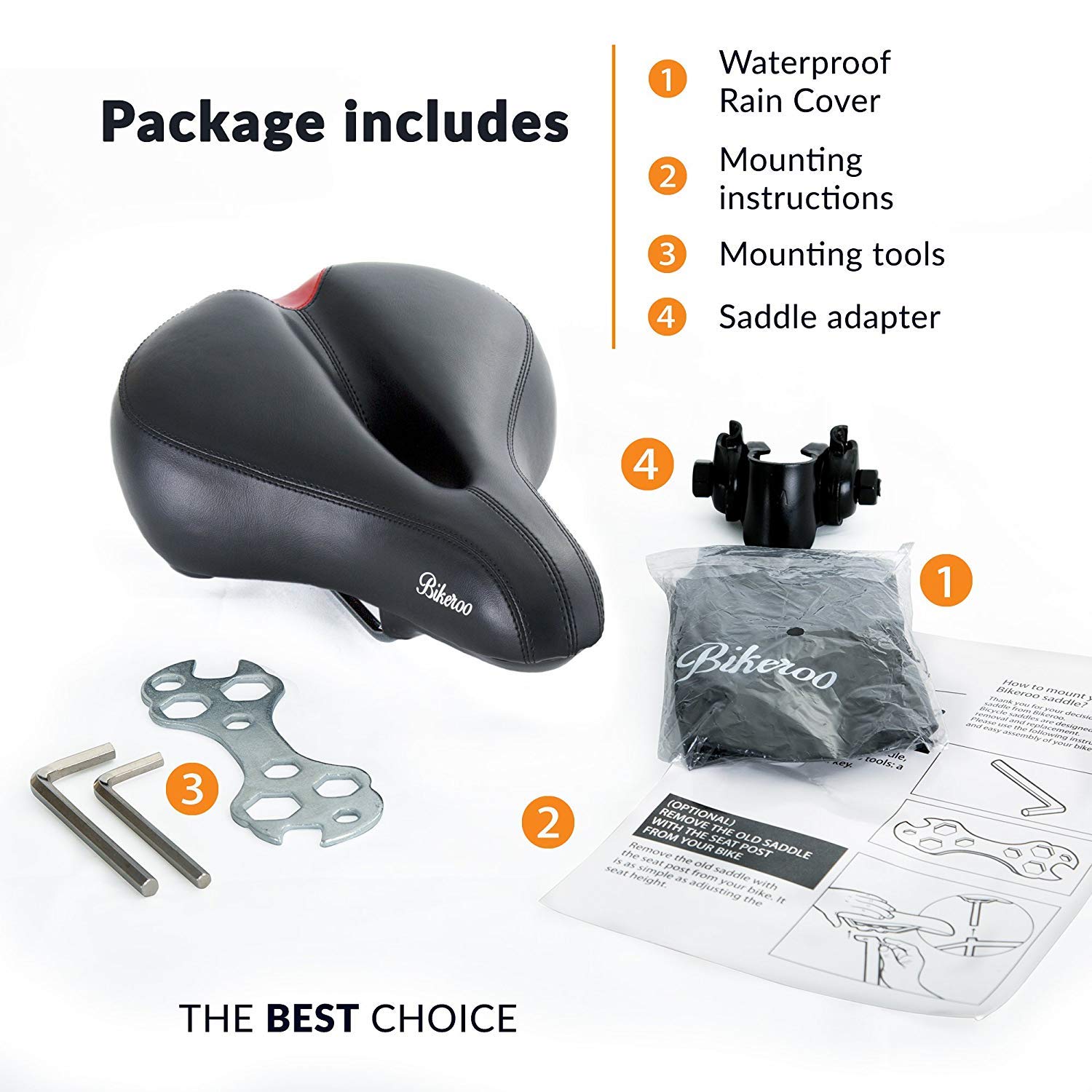 Bikeroo Bike Seat Cushion For Women - Universal Memory Foam Bicycle Seat For Mountain, Road, Exercise Bike - Comfortable Padded