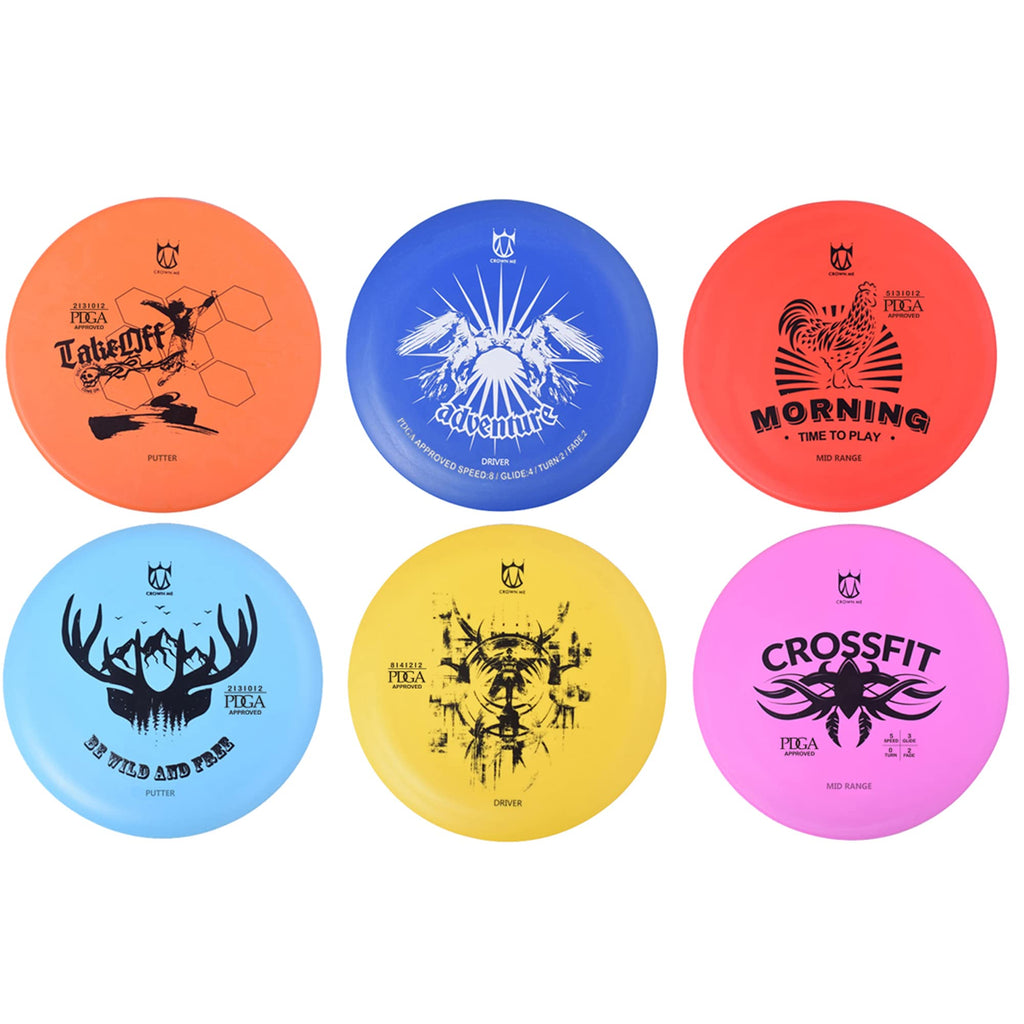Crown Me Disc Golf Starter Set,Disc Golf Set With 6 Discs, 1 Marker,1 Towel And Starter Disc Golf Bag Fairway Driver