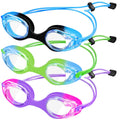 XDX Kids Swim Goggles, 3 Pack With Adjust Bungee Strap, No Leaking Anti Fog for Boys Girls Age 3-14