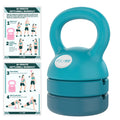 Adjustable Kettlebell - 5 Lbs, 8 Lbs, 12 Lbs Kettlebell Weights Set For Home Gym - Teal