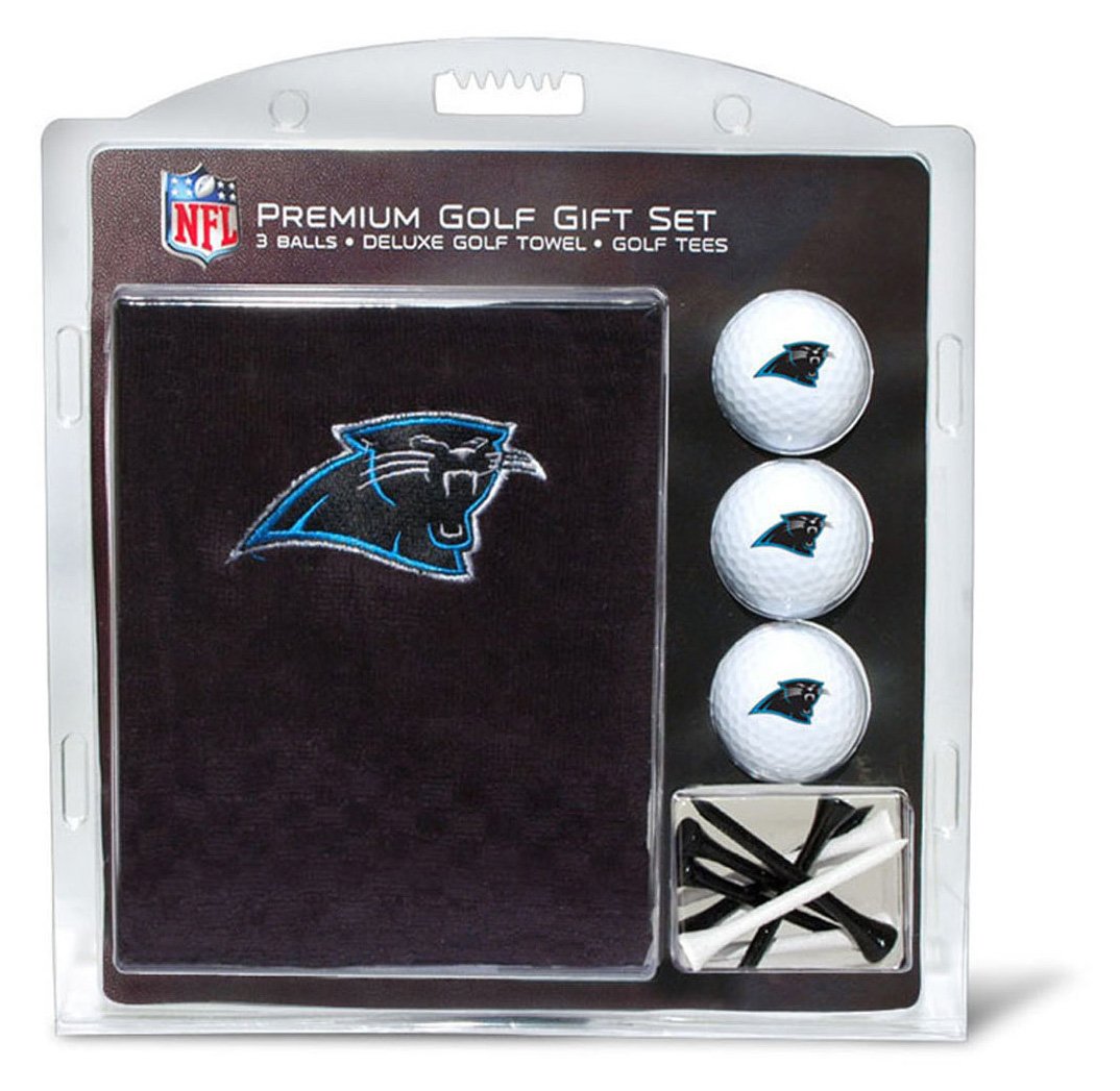 Team Golf NFL Carolina Panthers Gift Set: Embroidered Golf Towel, 3 Golf Balls, and 14 Golf Tees 2-3/4 Regulation, Tri-Fold Towe