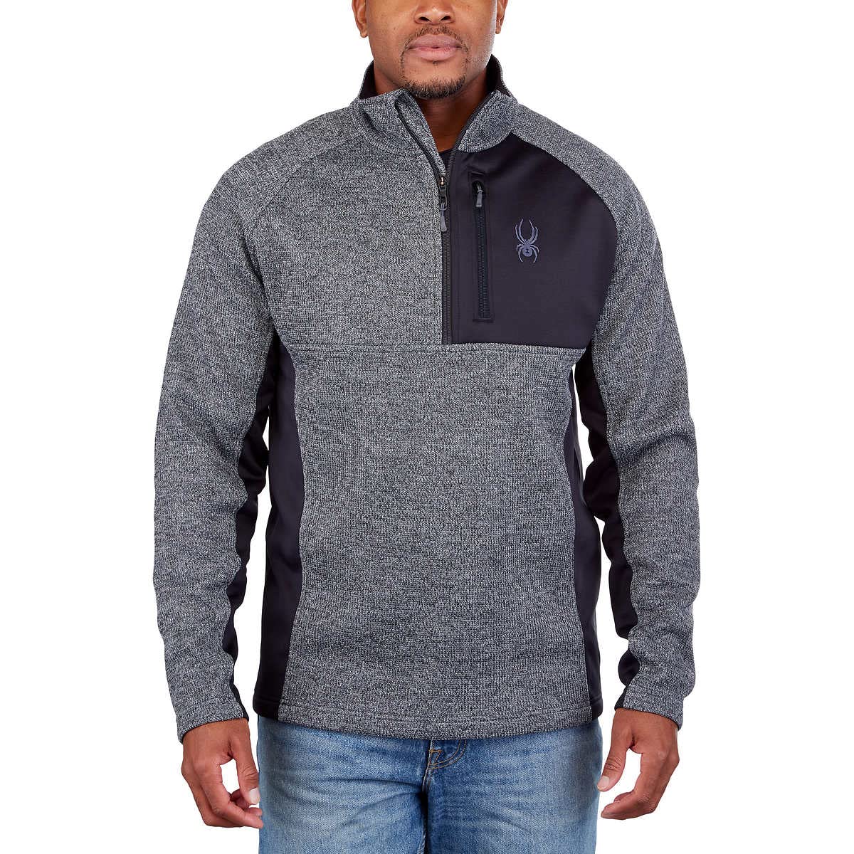 Spyder Men's Half Zip Sweater Gait Knit Pullover Jacket (as1, Alpha, l, Regular, Regular, Gray)