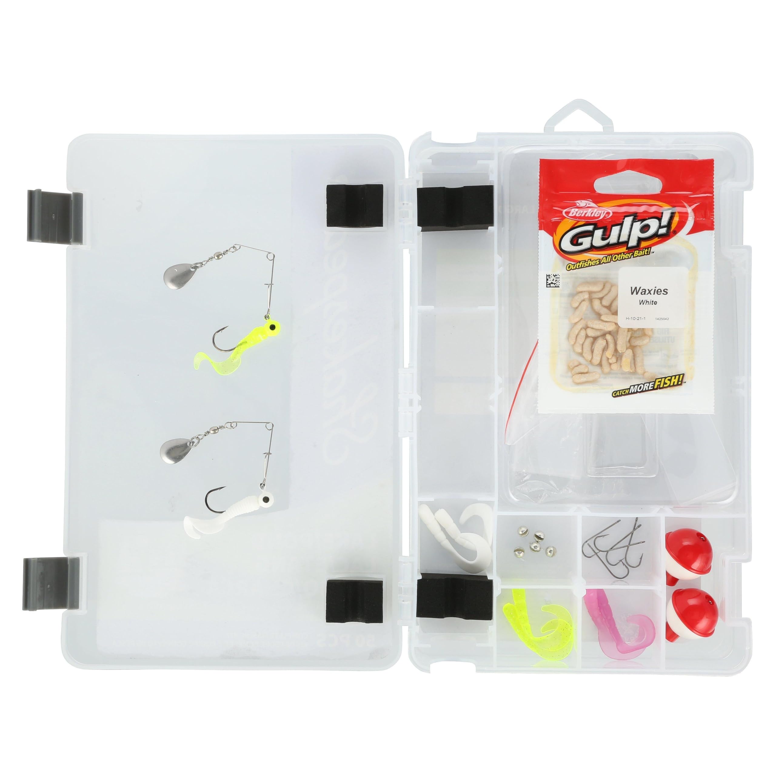Shakespeare Catch More Fish Lake/Pond Spincast Reel And Fishing Rod Combo, Includes Berkley Fishing Baits, Tackle, & Tackle Box,