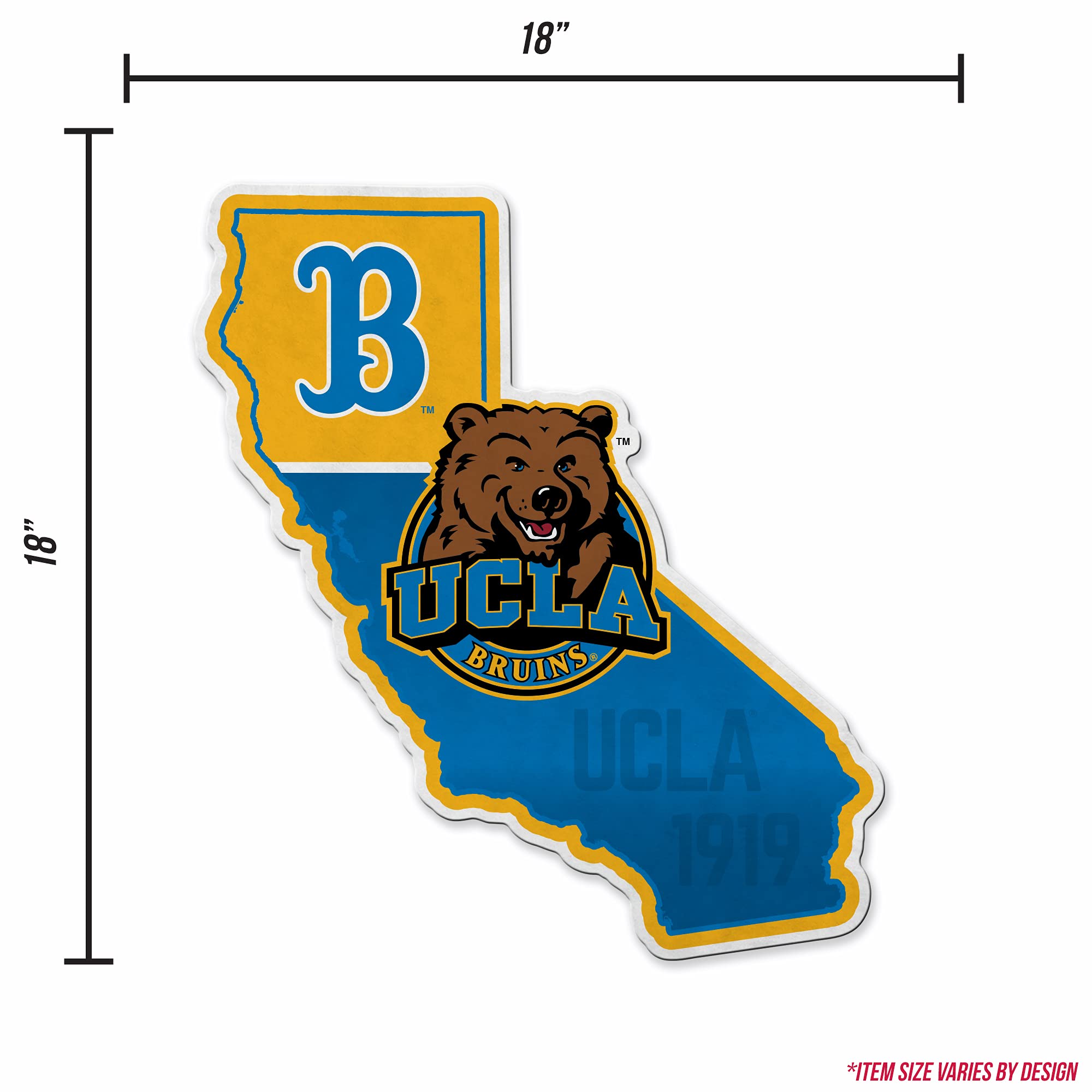 Rico Industries Ncaa California-Los Angeles Bruins State Shape Shape Cut Pennant - Home And Living Room D  Cor - Soft Felt Ez To
