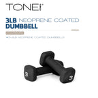 Tone Fitness 3 lb Neoprene Dumbbell Pair for Home Workouts - Non-Slip Design - Black