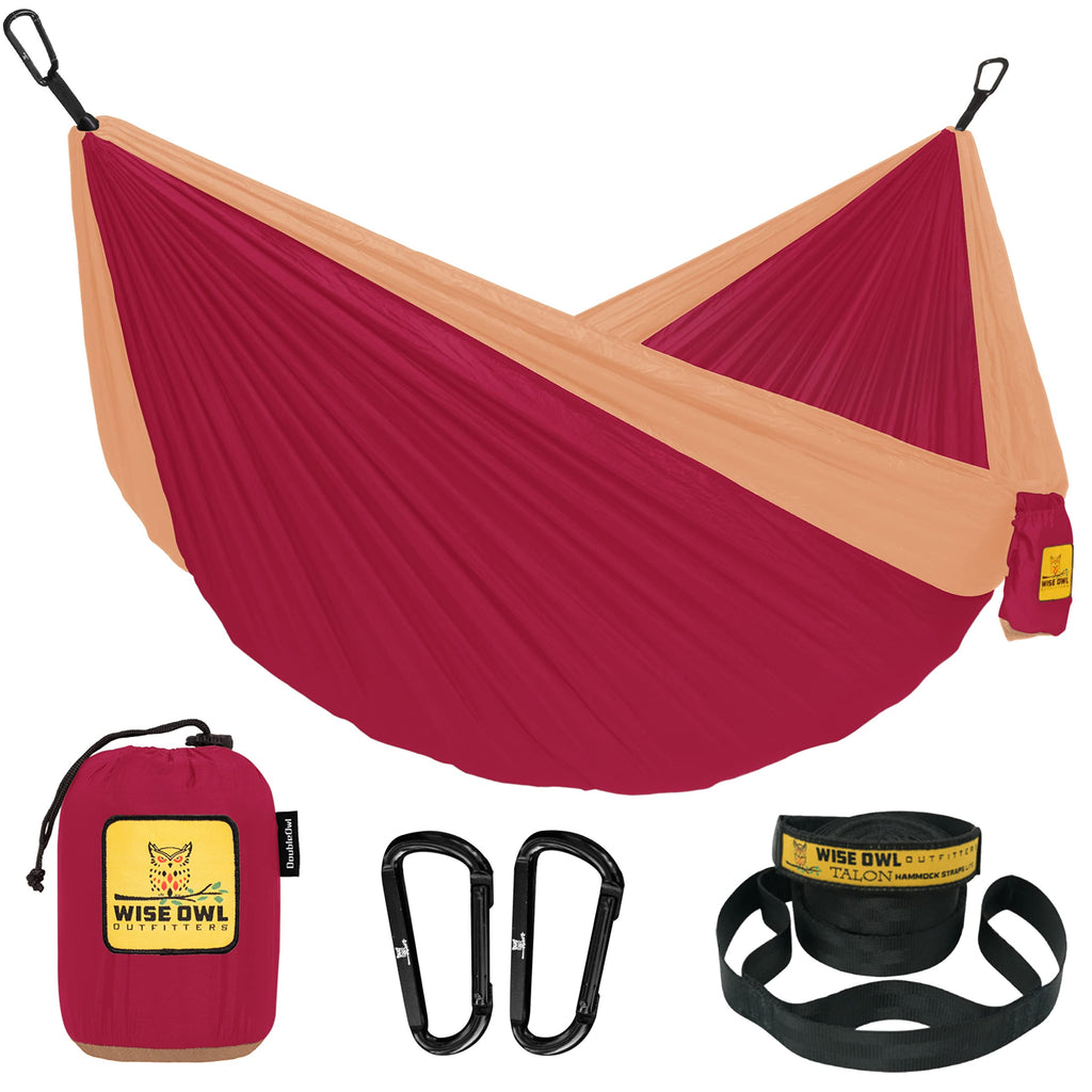 Wise Owl Outfitters Camping Hammock - Camping Essentials, Portable Hammock w/Tree Straps, Single or Double Hammock for Outside, 
