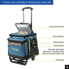 Titan Deep Freeze 60 (50+10) Can Wheeled Cooler - Collapsible Rolling Cooler with Wheels and All-Terrain Cart, Marine Blue