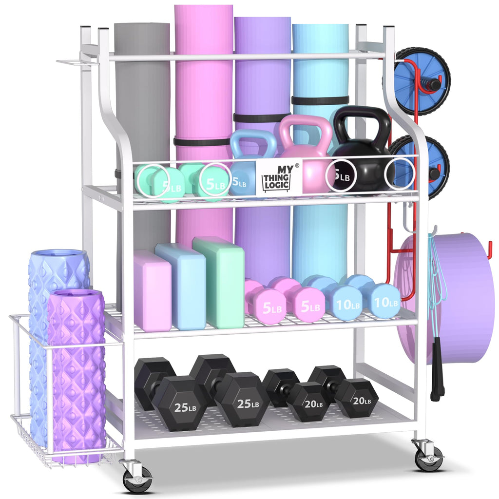 Mythinglogic Yoga Mat Storage Racks,Home Gym Storage Rack For Dumbbells Kettlebells Foam Roller, Yoga Strap And Resistance Bands