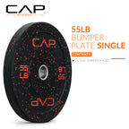 Cap Barbell Economy - Speckled Olympic Bumper Plate With Red Logo, Black, 55 Lb Single