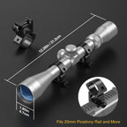 CVLIFE 3-9x40 Optics R4 Reticle Optics Crosshair Scope with 20mm Scope Mounts, Silver