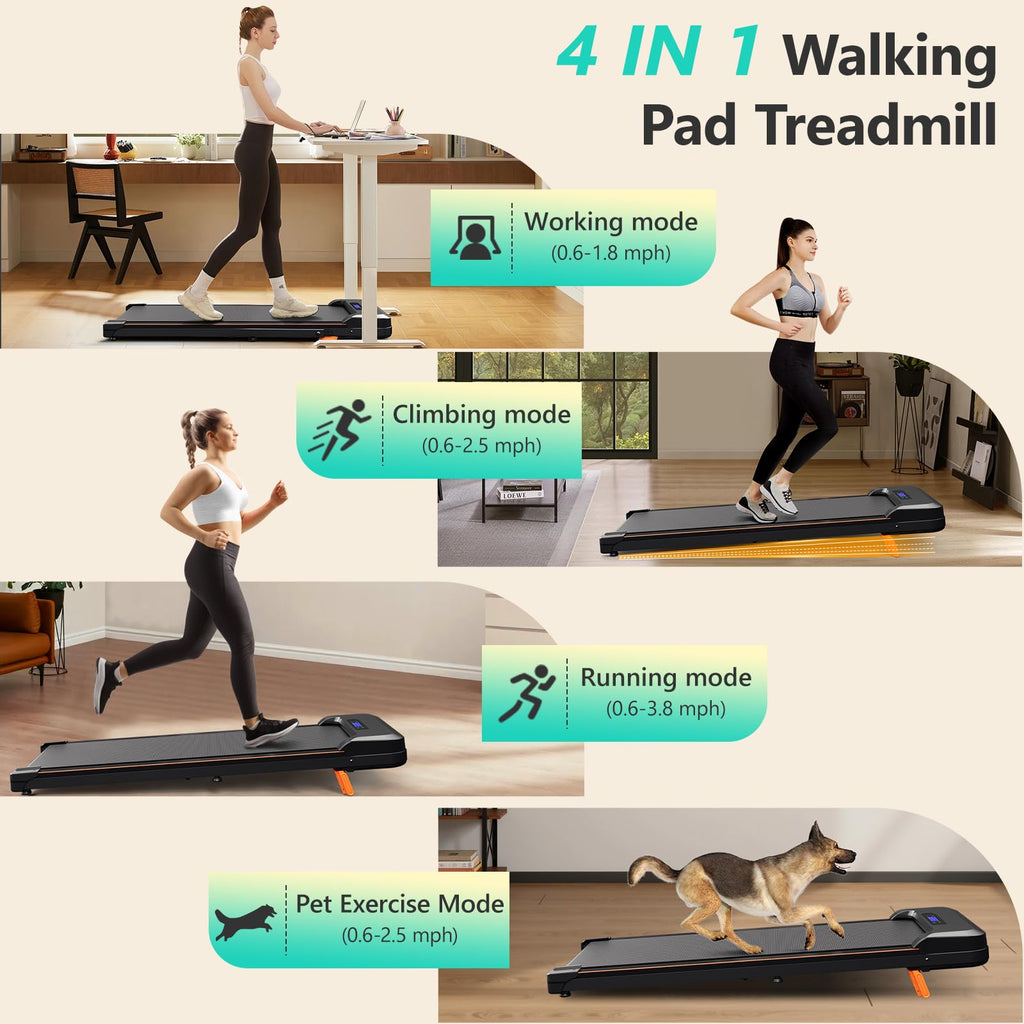 Walking Pad With Incline, Portable Treadmill For Home, 4 In 1 Walking Pad Incline With Remote Control 265Lb Capacity, 2.5Hp Comp