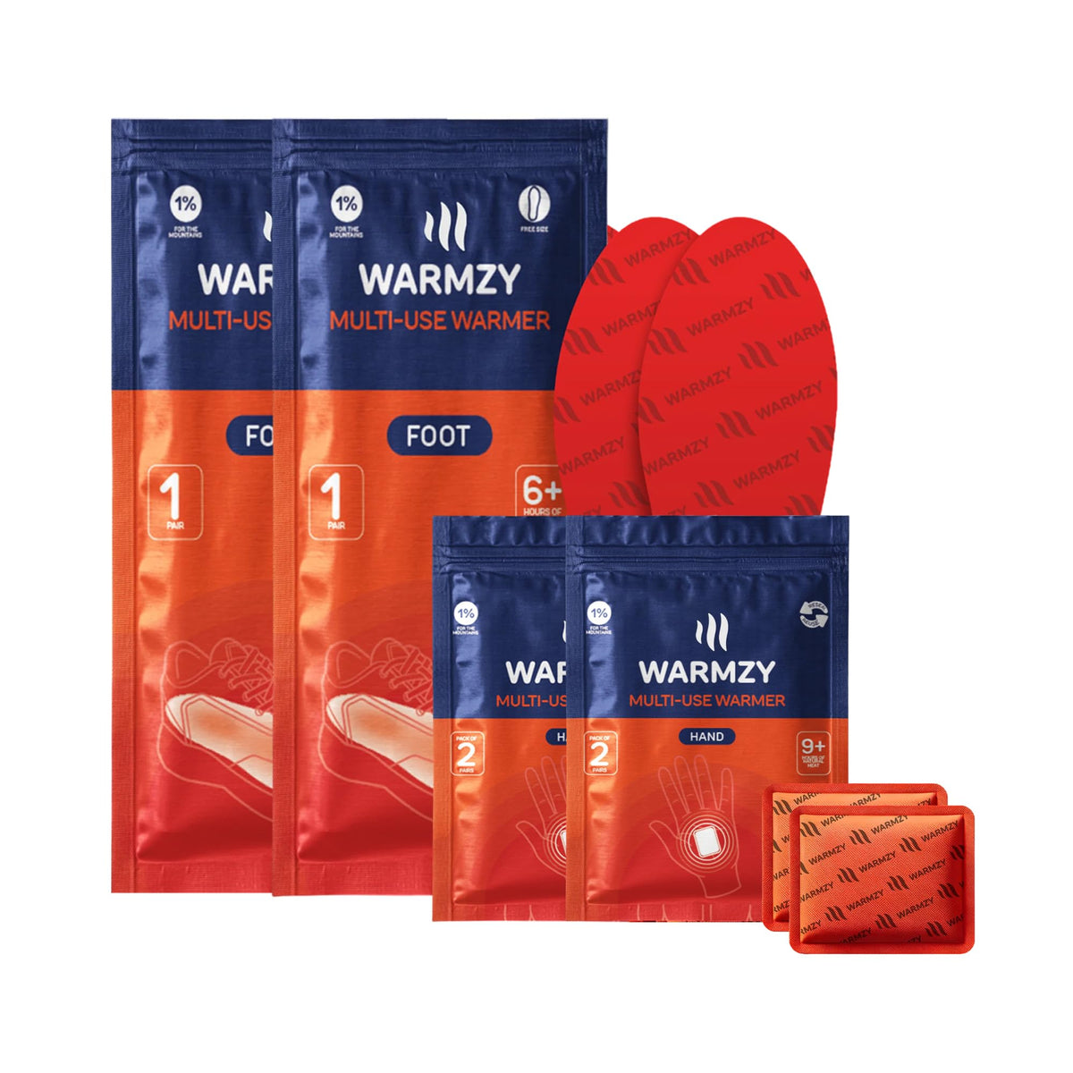 Warmzy Reusable Hand & Foot Warmer (4 Pair Hand + 2 Pair Foot)| Warmth For 9+ Hours| Self Activated Pocket Heater Hand & Foot Wa