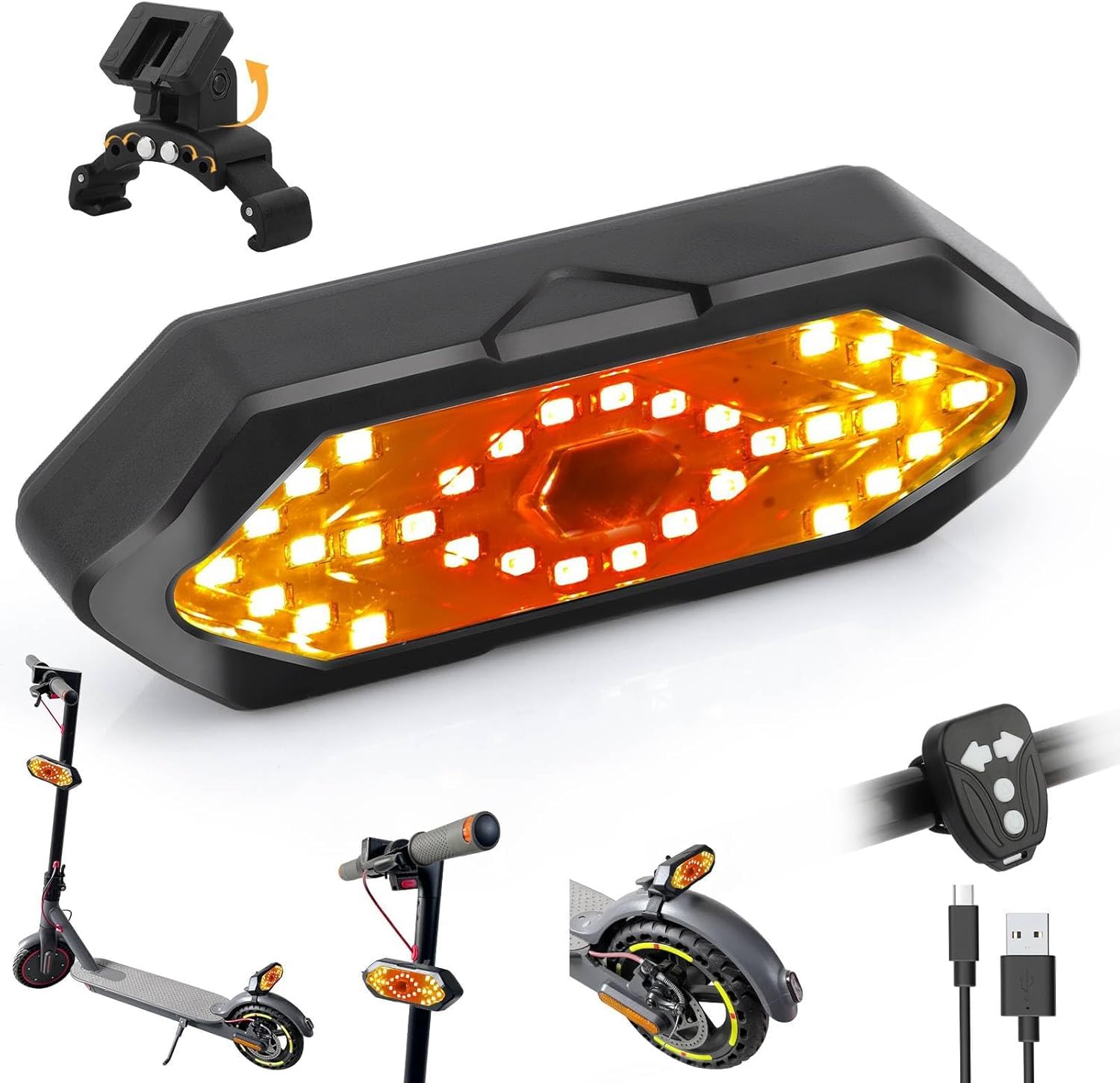 Ruishika E Scooter Turn Signal,Scooter Bike Turn Signal/Blinker/Tail Light With Remote Control Compatible With Xiaomi M365/Pro2/