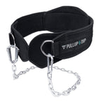 Pullup & Dip Belt With Chain And 3X Carabiner, Dip Belt Incl Neoprene Flaps As Clothing Protection, Weightlifting Belt, Weighted