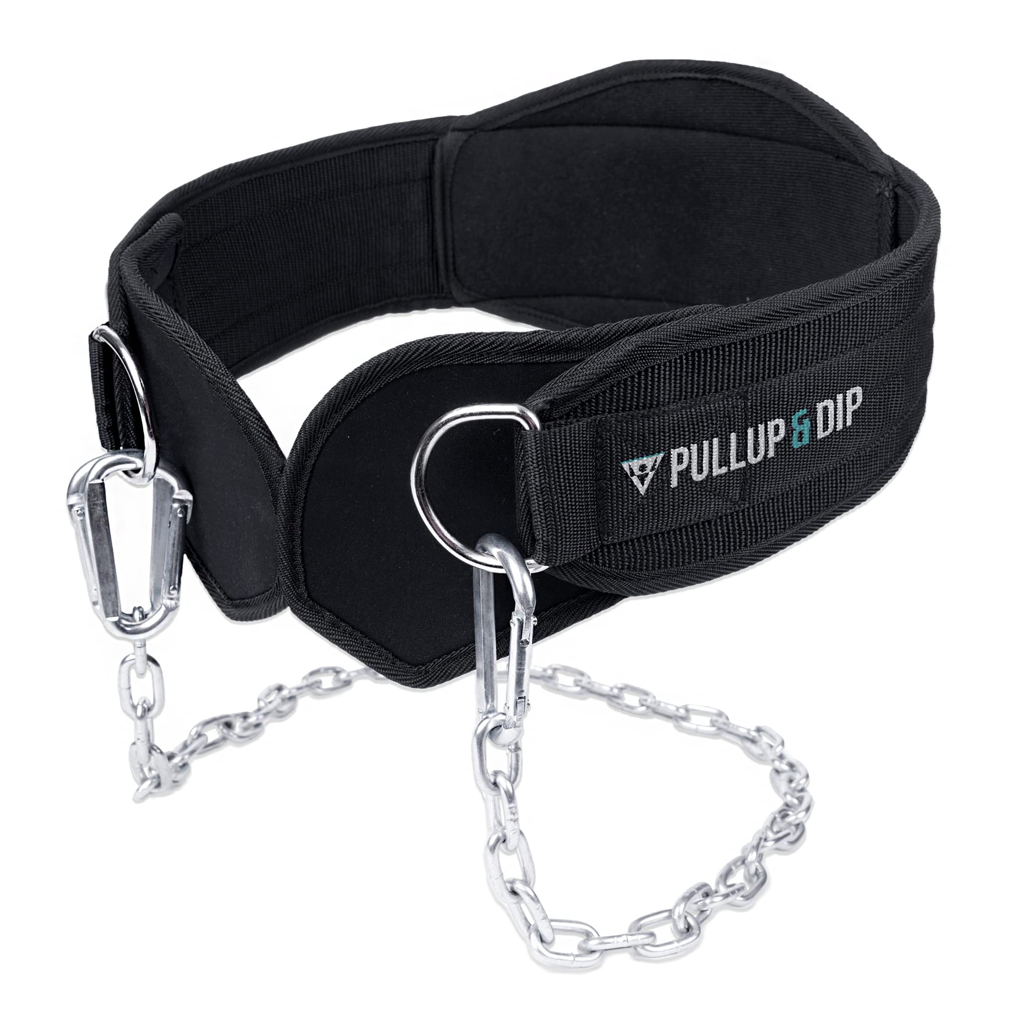 Pullup & Dip Belt With Chain And 3X Carabiner, Dip Belt Incl Neoprene Flaps As Clothing Protection, Weightlifting Belt, Weighted