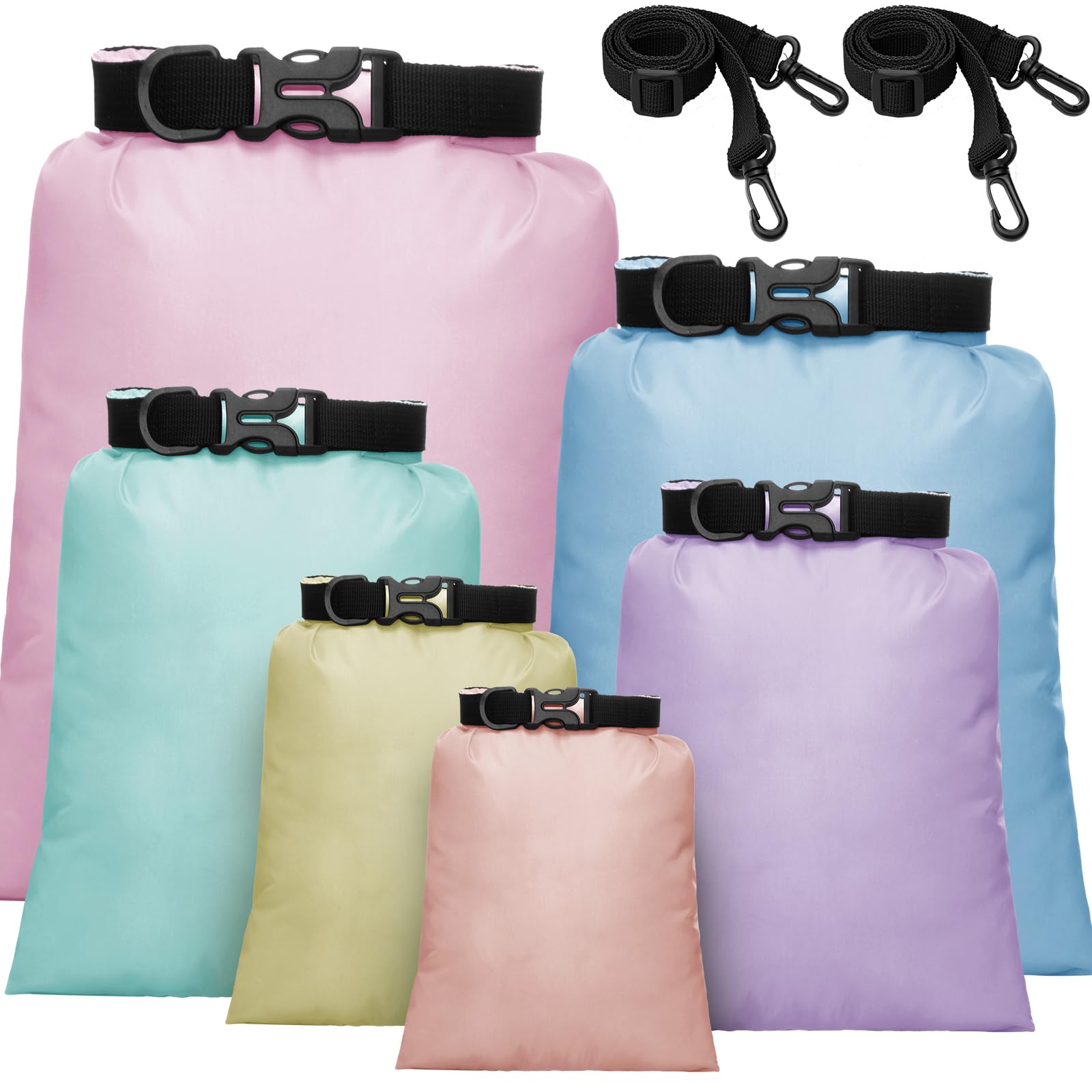 Shappy 6 Pcs Waterproof Dry Bag Set 6 Sizes Lightweight Sacks and Long Adjustable Shoulder Strap Outdoor Water Proof Keep Gear D