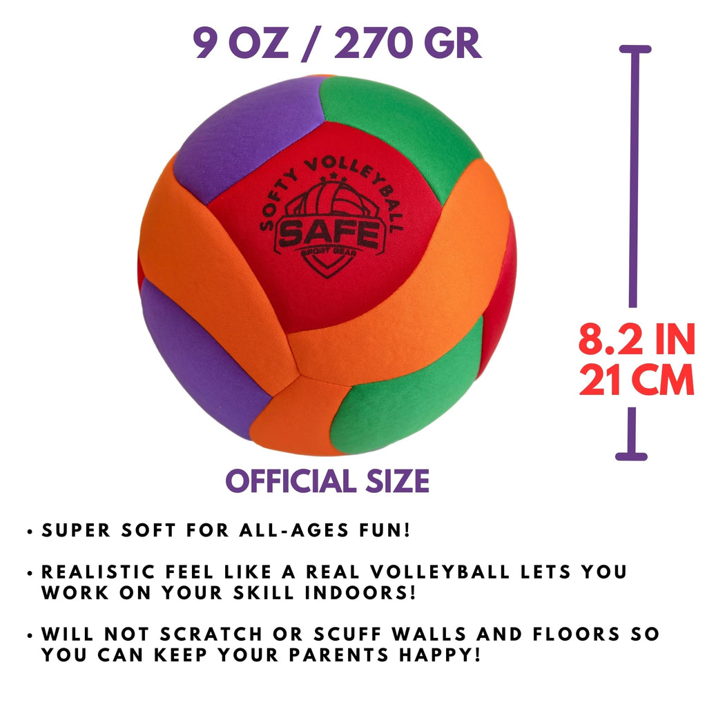 Safe Sport Gear Softy Volleyball - Super Soft Volleyball Designed For Pain-Free Play - Awesome Kids Volleyball With A Realistic