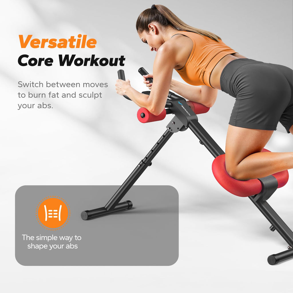 MERACH Ab Machine, Ab Workout Equipment, Adjustable Ab Trainer Machine for Abs Workout at Home Gym, Foldable, Knee Protection, A