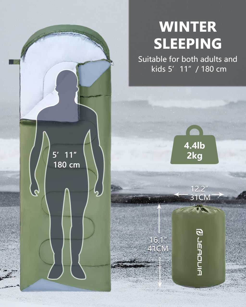 Sleeping Bags For Adults Cold Weather - 20 Degree Big&Tall Size Backpacking Lightweight Waterproof For Girls Boys Mens Teen Wome