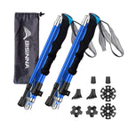 Bisinna Collapsible Trekking Hiking Poles- 2 Pack Folding Aluminum Walking Sticks With Quick Lock System 4 Seasons Accessories,T