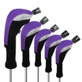 Andux 5Pcs/Set Golf 460Cc Driver Wood Club Head Covers Long Neck With Interchangeable No. Tags Purple