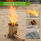 Fithike Backpacking Camping Rocket Stove,Portable Stainless Steel Wood Burning Camping Stoves For Outdoor Cooking Hiking Surviva