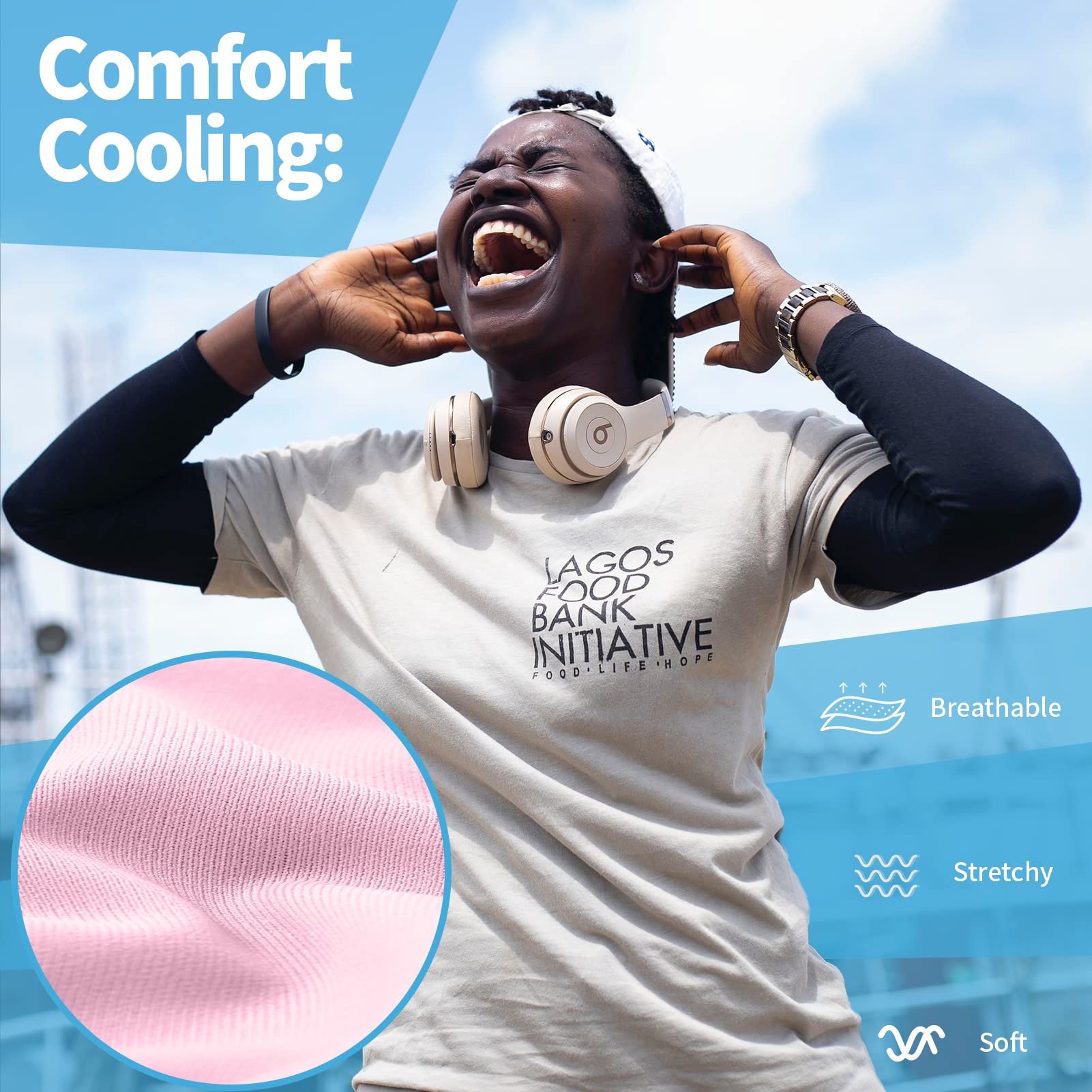 Yeslife Pink Upf 50 Cooling Sports Arm Sleeve For Women, Men & Kid, Uv Sun Protection Arm Sleeves For Men & Women - Tattoo Cover