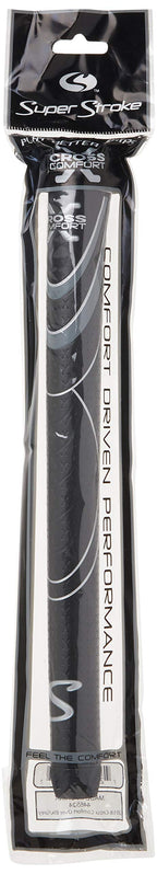 Superstroke Cross Comfort Golf Club Grip, Black/Gray (Oversized) | Soft & Tacky Polyurethane That Boosts Traction | X-Style Surf