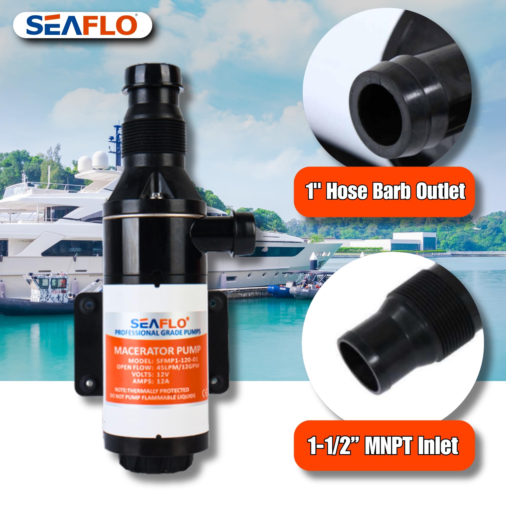 New Seaflo Macerator Pump System 12V For Rv Marine 01 Series Improved Motor